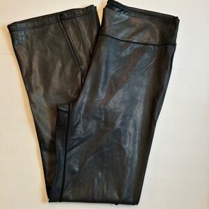 Mono B Women's Black Faux Leather Flare Leggings Pants Size 2XL APH3227P